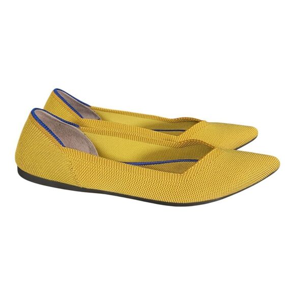Rothys Pointed Toe Flats - Stylish Women's Ballet Shoes 8.5 Yellow Knit - Picture 2 of 11
